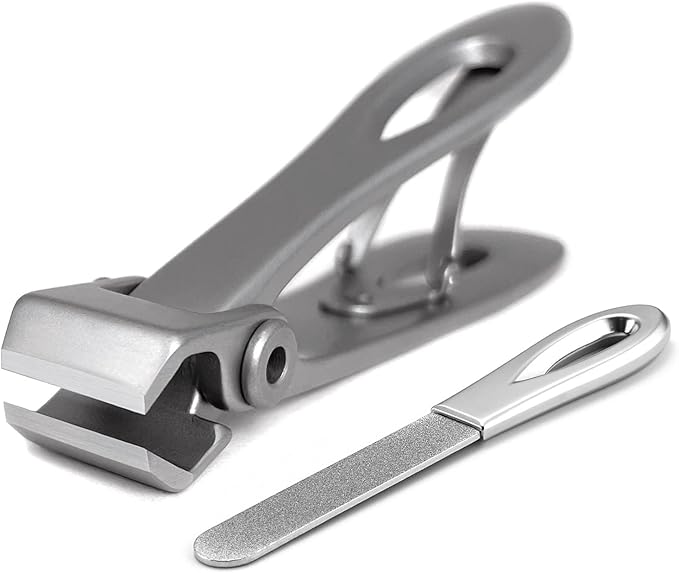 Straight Nail Clippers for Men Heavy Duty Toenail Clippers for Seniors Thick Toenails, Wide Jaw Opening Large Ultra Sharp Fingernail Cutter, Stainless Steel (Flat Edge-S)