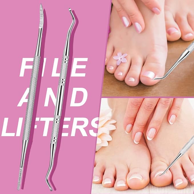 Cuticle Trimmer with Ingrown Toenail Removal Kit, Pusher and Files, Cuticle Remover Nail Cutter Clippers for Fingernails Toenails, Professional Manicure and Pedicure Tools Kit