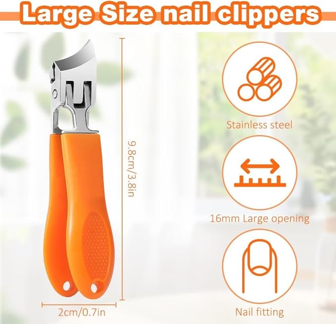 Wide Jaw Opening Anti-Splash Slanted Nail Clipper, 2025 Upgrade Fingernail and Toenail Clippers for Ingrown Nails, Curved Toenail Clipper Wide Jaw Toenail Clippers (Orange)