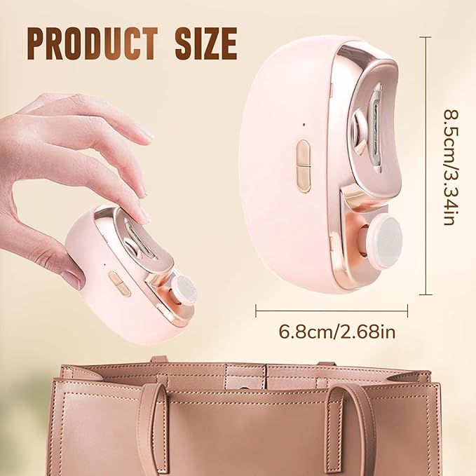 Electric Nail Clipper, 2026 New 2 in 1 Electric Polishing Automatic Nail Clippers, with Polishing, Multifunctional Nail Trimmer with 2 Adjustable Speeds for Seniors, Kids, Adults (Pink)