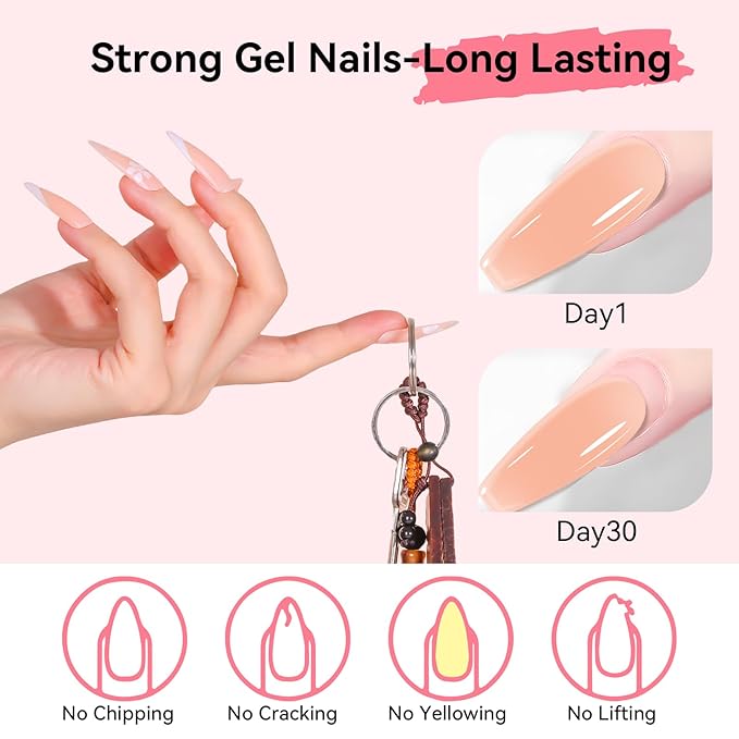 Makartt Poly Nail Gel: 50ML Nude Builder for Extension, Trending Stylish Elegant Colors for All Season, 3D Molding Hard Gel Manicure - French Press