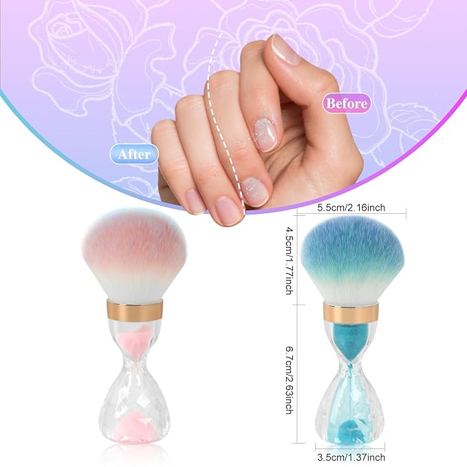 Nail Dust Brush for Acrylic Nails,Soft Brush Nail Art Dust Powder Remover Brushes,Manicure Brush Clean Up Tools for Home Use or Salon Nail Art Brush(Hourglass Pink)