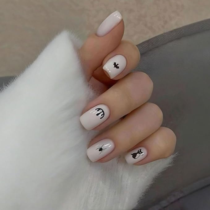 12 Sheets Halloween Nail Stickers - Pumpkin Nail Decals - Specter Cat Spider Web Bat Nail Decals for Nail Art Halloween - Spooky Nail Sticker Cosplay Party Supplies