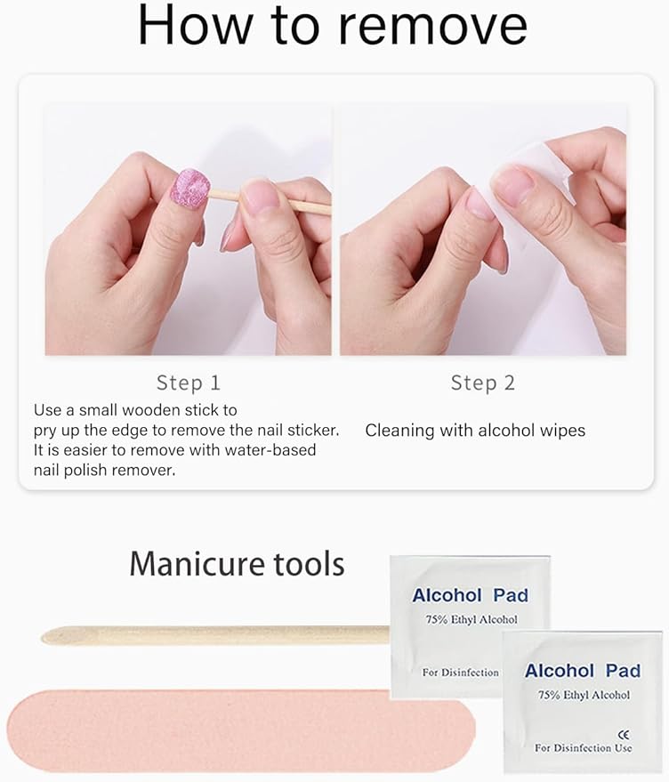 Gel Nail Strips No UV, Pink Ombre, UV Free, Long Lasting Gel Stickers - Contains 22 Wraps, 1 Prep Pad, 1 File