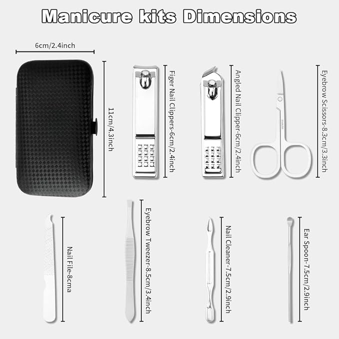 Manicure Kit Christmas Stocking Stuffers for Men - Manicure Set, Nail Clippers Kit, 7 Pcs Manicure and Pedicure Kit, Sliver Nail Care Kit Christmas Gifts For Men Dad Husband Boyfriend Father Women Mom