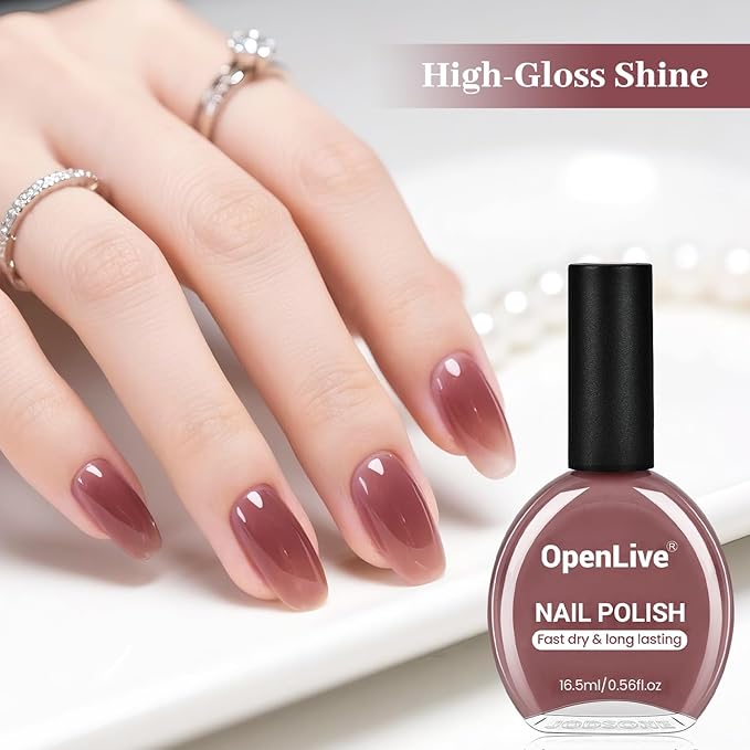 16.5ml Jelly Mauve Red Nail Polish Large Volume Quick Dry Nail Polish, Long Lasting Shine, Fingernail Toenail Nail Art DIY Home Travel Nail Art Gift