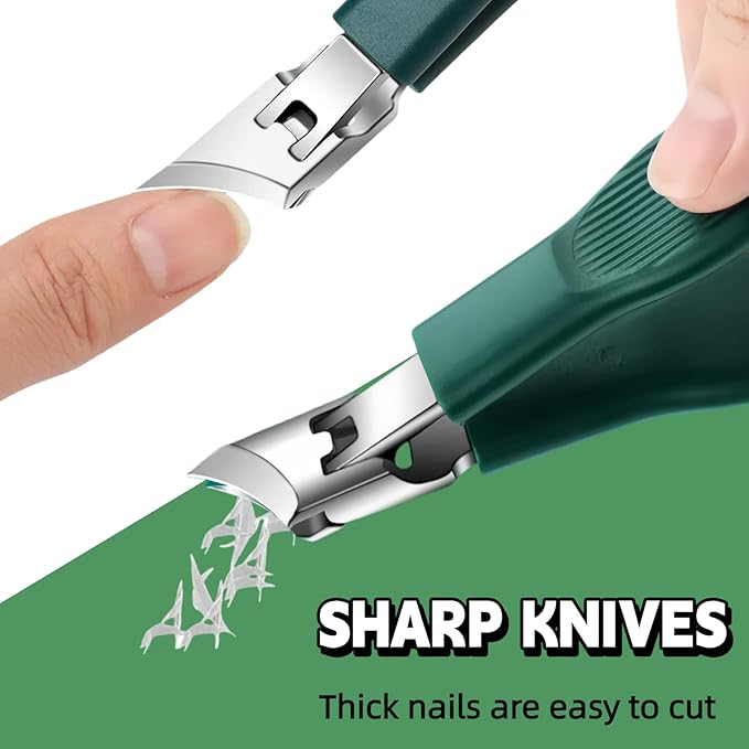 Eagle Beak Beveled Nails Clippers-Wide Jaw Opening Anti-Splash Slanted Nail Clipper,for Thick Nails and Ingrown Care,Edge Nail Clippers 3-Piece Set for Men Women