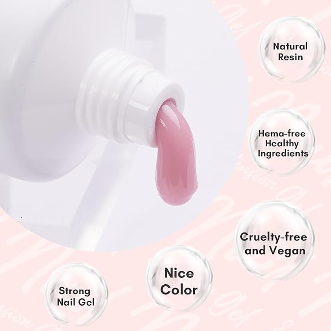 Makartt Poly Nail Gel 50ML Gel Builder for Nails, Pink Brown, Nails Extension, Strengthener Hard Gel Multifunctional Long-Lasting and Easy to Use for Trendy DIY Salon Quality