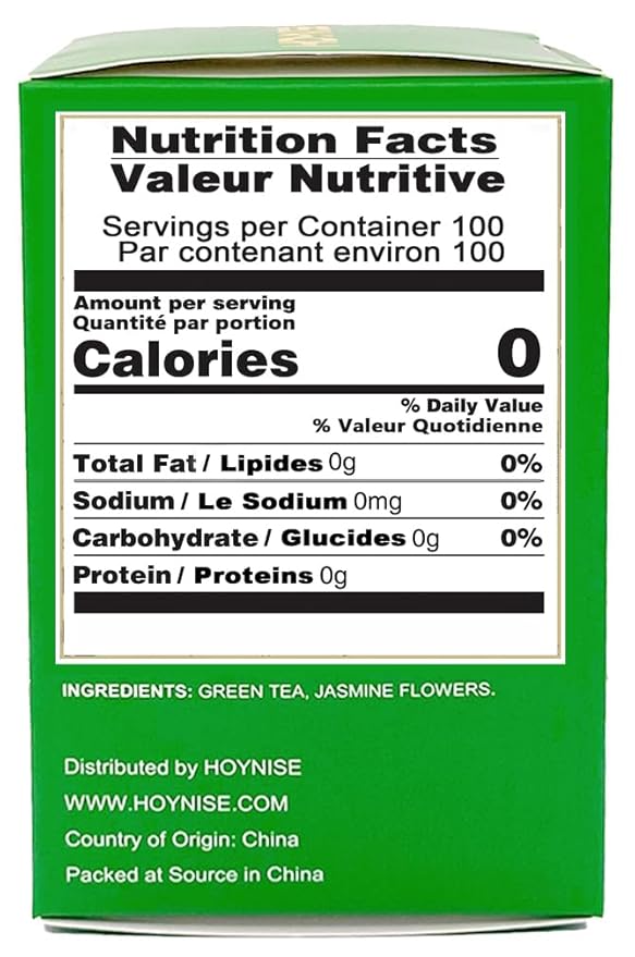 HOYNISE - Jasmine Green Tea Loose Leaf - Zero Bitterness - No Artificial Flavorings & Additives - Caffeinated Loose Leaf - Enjoy Hot or Iced, 100g/3.5oz