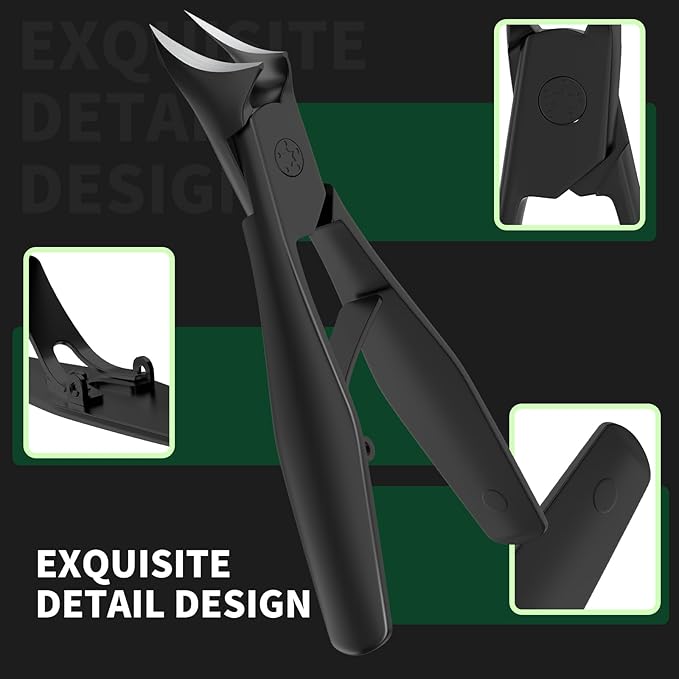 Ingrown Nail Clippers, Slant Curved Blade Nail Clippers for Men Thick Ingrown Toenails with 33mm Wide Jaw Opening, Heavy Duty Stainless Steel Toenail Clippers for Seniors Thick Toenails Black
