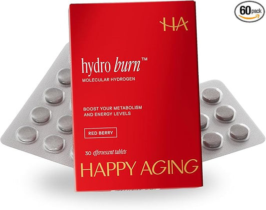 Hydro Burn Effervescent Hydrogen Tablets – Molecular Hydrogen for Longevity, Metabolic Support, Clean Energy & Thermogenic Weight Loss – Antioxidant, Caffeine-Free, 60 Tablets