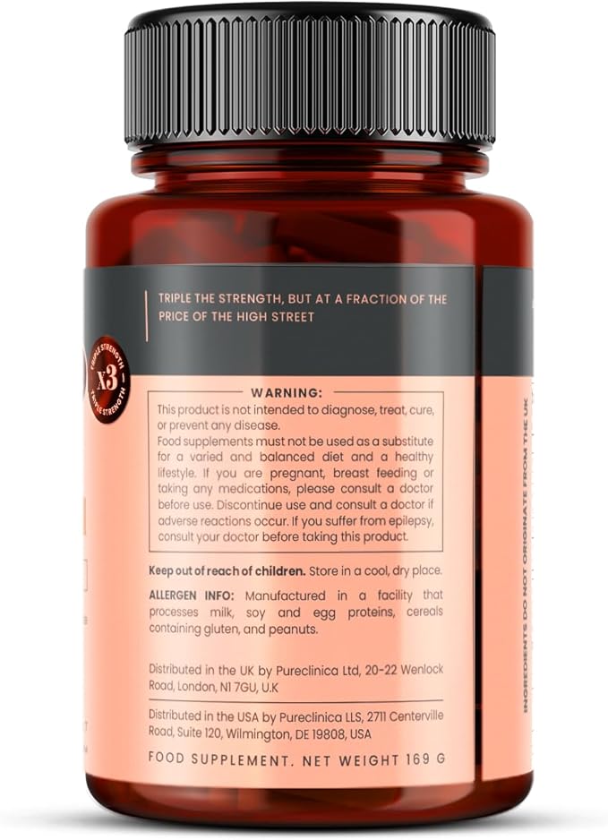 pureclinica Triple Strength Hyaluronic Acid 300mg x 720 Tablets (4 Bottles of 180) - 2 Years Supply