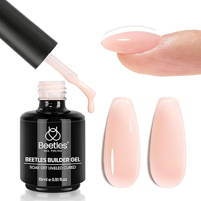 Beetles Builder Gel for Nails, 8 in 1 Jelly Nude Gel Builder for Building Nails Apex & Nail Extension Strengthener Thin Nails DIY Fall Nails Art Design for Beginner Women UV & LED Lamp Needed