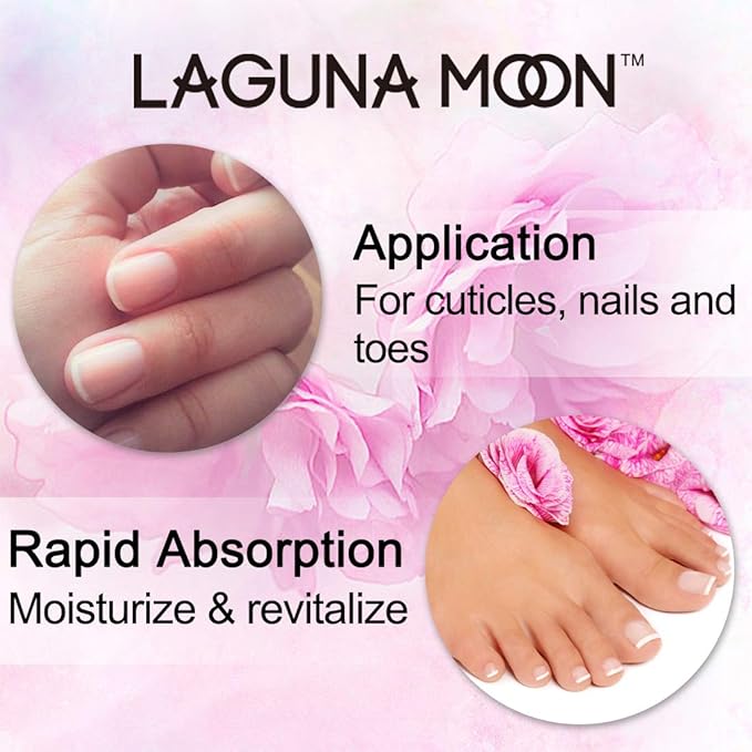 Cuticle Oil Pen for Nail - Lagunamoon Nail Oil for Nail Care & Nail Growth - Nourish, Soothe & Moisturize Damaged Nails - Rose, 5 ml