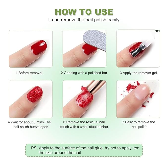 Removedor De Esmalte Gel, Gel Polish Remover, Gel Polish Remover Kit with Nail File & Nail Polish Scraper, 2-3 Minutes Quick Removedor, Professional Non-Irritating Nail Polish Remover