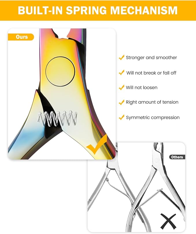 BEZOX Cuticle Trimmer with Pusher - Salon Quality Cuticle Clipper with Cuticle Pushers, Super Sharp Cuticle Cutters and Dual-End Nail Pushers Cuticle Stick, Professional Manicure Tools - Rainbow