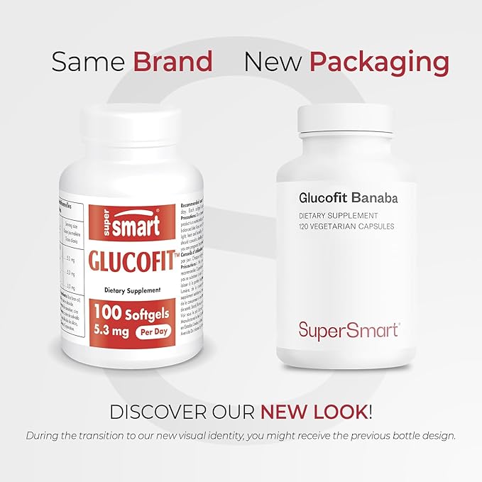 Supersmart - Glucofit 5.3mg per Day (Patented & High Strength) - 18% Corosolic Acid Banaba Leaf Extract Supplement | Non-GMO & Gluten Free - 100 Softgels