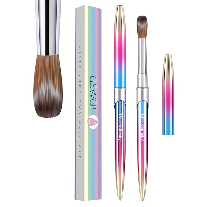 100% Kolinsky Acrylic Nail Brush Size18,Pure Handmade Round Shape (Size 8/10/12/14/16/18) Nail Brushes for Acrylic Application Professional Nail Art Brush Manicure for Women (#18)