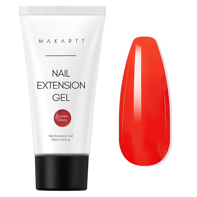 Makartt Poly Nail Gel 50ML Large Capacity, Red, Strong Builder for Extension Strengthener 3D Diy, Resistent Hard Gels for Nails, Multifunctional Manicure Supplies Home Salon-Crimson Cherry