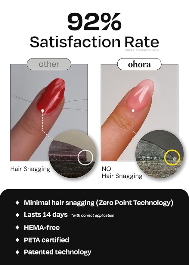 ohora Semi Cured Gel Nail Strips (N Bare Brick) - Works with Any UV/LED Lamps, Salon-Quality, Long Lasting, Easy to Apply & Remove - Includes 2 Prep Pads, Nail File & Wooden Stick