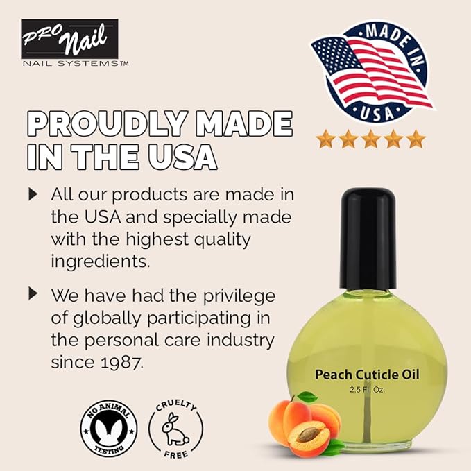 PRO NAIL - Cuticle Revitalizing Oil for Nails, Peach, 2.5 Oz - Professional Strength, Pedicure and Manicure - Moisturizes and Strengthens Nails and Cuticles - Soothing and Nourishing