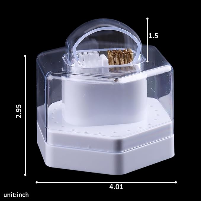 2 in1 Nail Drill Bit Holder and Nail Drill Bits Cleaner Brush Case, 24 Holes White Nail Drill Bit Holder Stand Display Organizer Dust Proof Storage Container Box Case Nail Tech Supplies