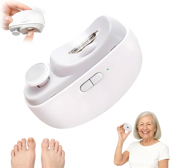 Electric Nail Clipper for Senior - 2026 Smart Nail Clipper for Seniors, Electric Toe Nail Clippe with Polishing, Nail Trimmers Gift for Adult for Arthritis, Low Vision (White)