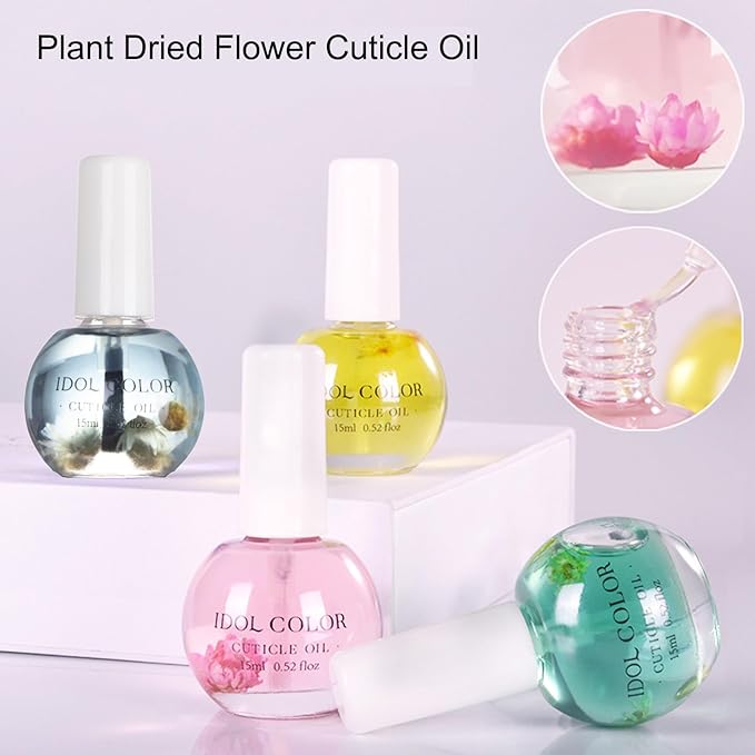 Flowery Scented Cuticle Oil, Infused with Real Flowers, Cuticle Revitalize Oil, Nail Oil For Growth And Strength, Cuticle Remover - Nail Strengthener - Cuticle Softener (0.5 fl.oz, JASMINE)