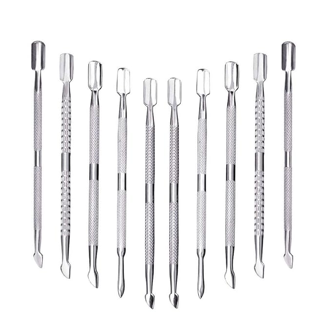 10Pcs Cuticle Pusher Remover and Cutter, Creatiee Double Ended Stainless Steel Cuticle Cleaner Nail Gel Polish Removal, Manicure Pedicure Nail Tools for Fingernails Toenails - Professional & Durable