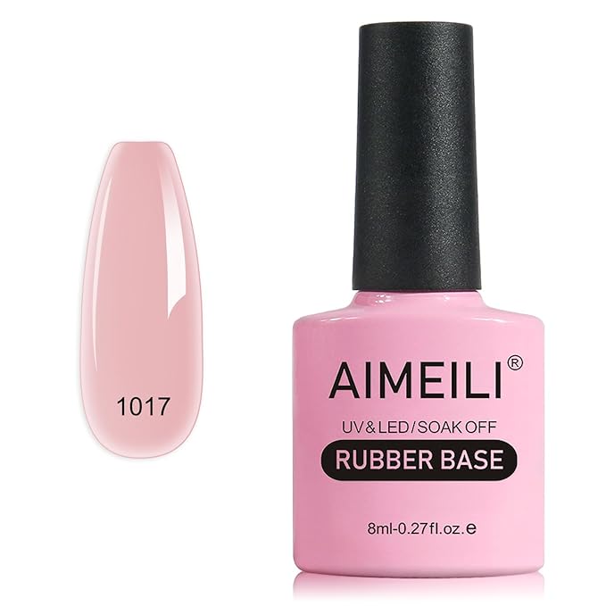 AIMEILI Rubber Base Gel Nail Polish, Hema Free, Cruelty Free, Vegan, Builder Nail Gel Base Coat Soak Off Nail Art Design - RB1017 8ml