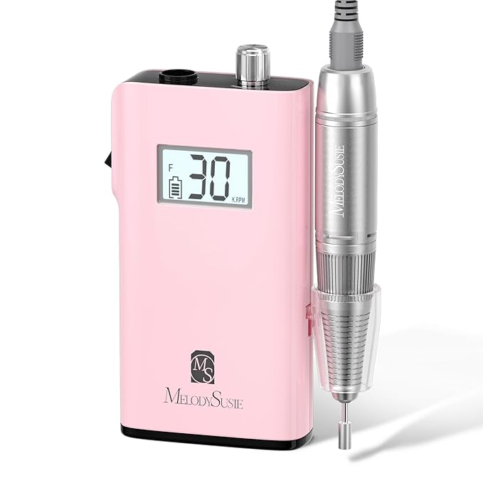MelodySusie Professional Nail Drill, 30000 RPM Rechargeable Electric E File, SC320H Acrylic Gel Grinder Tools,Portable Nail Drill with 6 Bits Efile for Gel Nails Removing Manicure Pedicure Salon