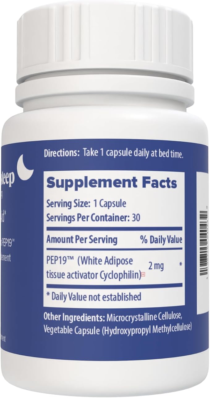 PEP19 Sleep Aid Peptide Supplement – Supports Deep, Restful Sleep, Non-Habit Forming, 30 Capsules