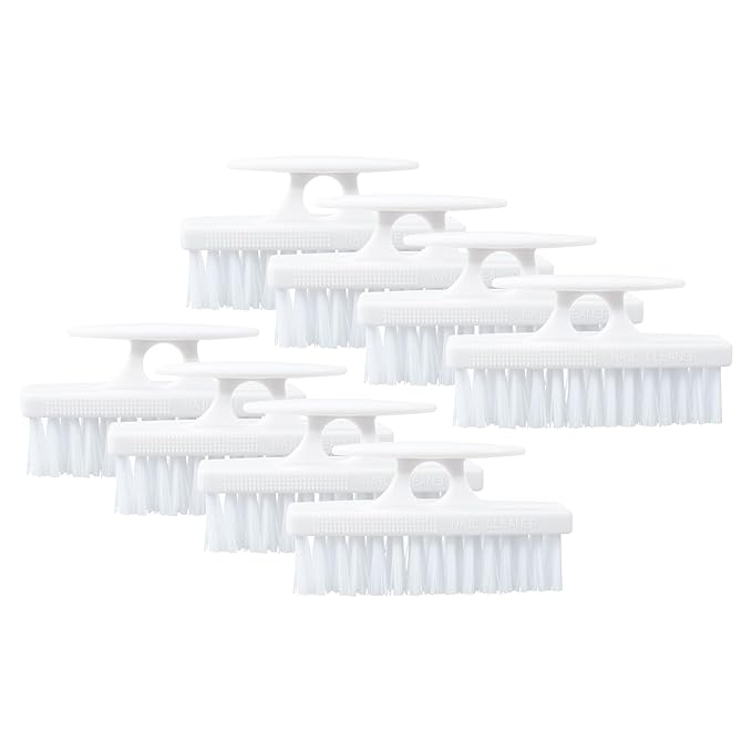 Superio Nail Brush for Cleaning Fingernails, Nail Scrubber Brush, Toe Foot Hands Fingernail Brush Cleaner- Small Scrub Brush- All-Purpose Stiff Cleaning Brush (8, White)