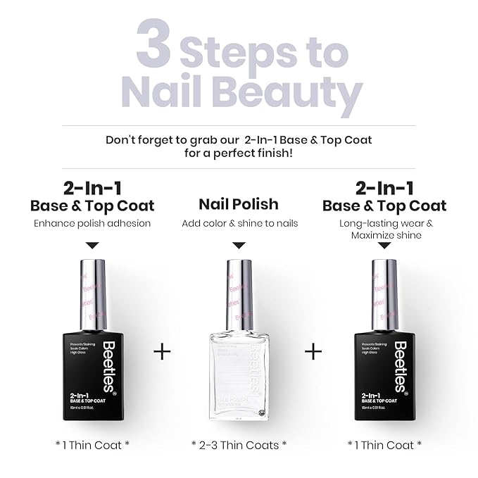 Beetles Nail Strengthener - Clear Nail Concealer Fast Air Dry Clear Air Dry Nail Growth for Damaged Uneven Nails Fingernail Polish Imperfection Masking for Sheer Shine DIY Manicure Salon Quality