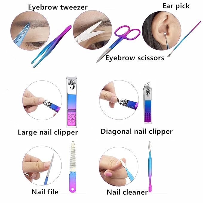 Manicure Set Nail Clipper Set Women Men Travel Nail Clipper Kit Personal Care Tools with Portable Case Manicure Tools Grooming Kit for Men Women Teens Family Friends