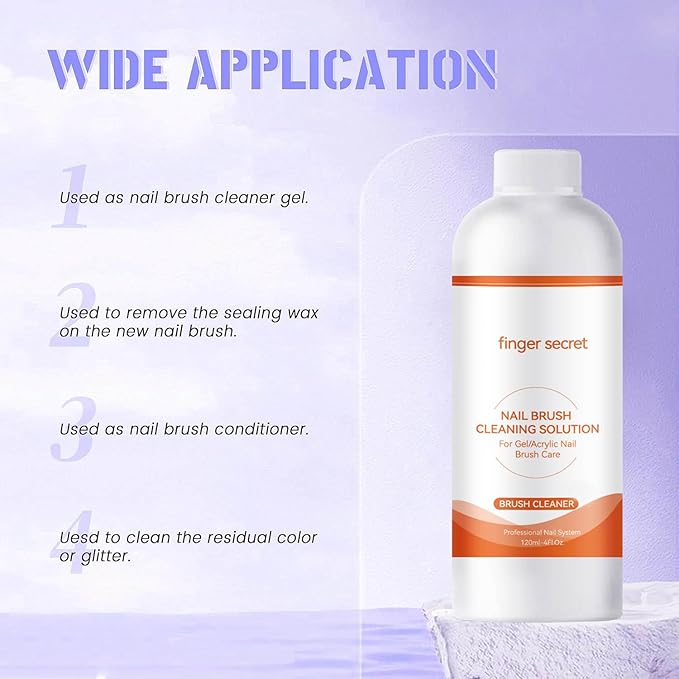 Slip Solution for Nail Gel Cleanser & Nail Brush Cleaner - Professional Nail Care Kit Ideal for Both Salon Professionals and Home Users.Includes Glass Cup and 50 Cotton Pads