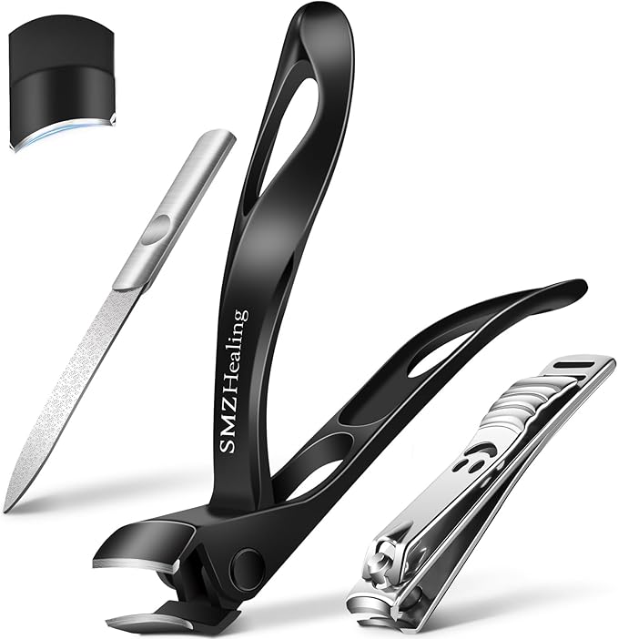 Stocking Stuffers for Men 2025, 15° Curved Head Large Toe Nail Clippers for Seniors Thick Nails, Wide Jaw Opening Heavy Duty Fingernail Clipper with Long Handle