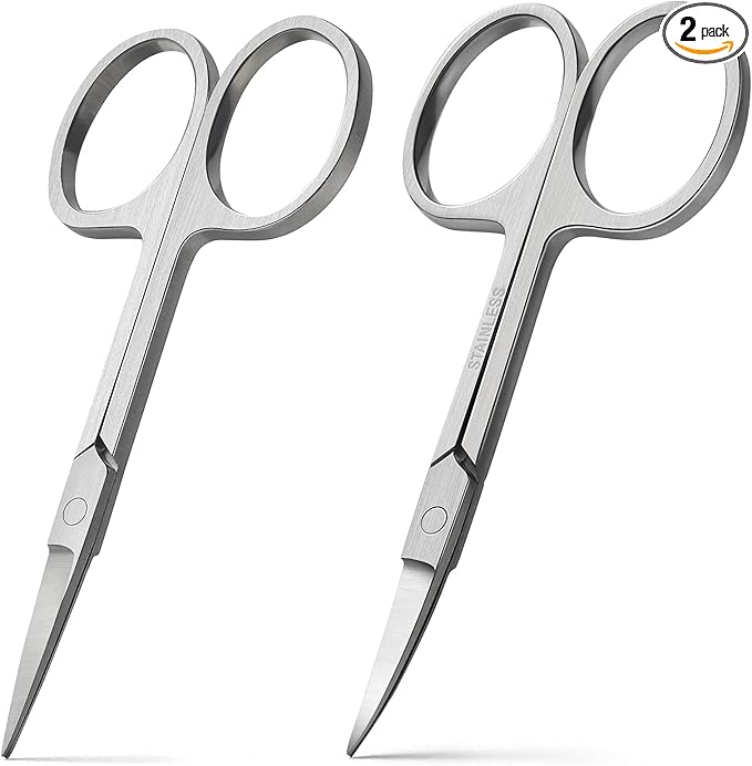 BEZOX Premium Nail Scissors 2PCS, Professional Curved and Stright Manicure Scissors - Multi-purpose Stainless Steel Beauty Grooming Scissor for Nail, Facial Hair, Eyebrow, Eyelash, Dry Skin
