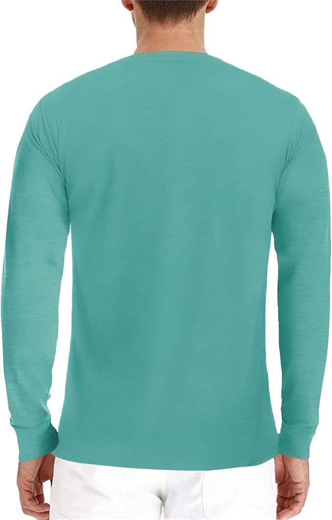 Lexiart Mens Fashion Henley Shirts Long Sleeve Button Cotton T-Shirt with Pocket