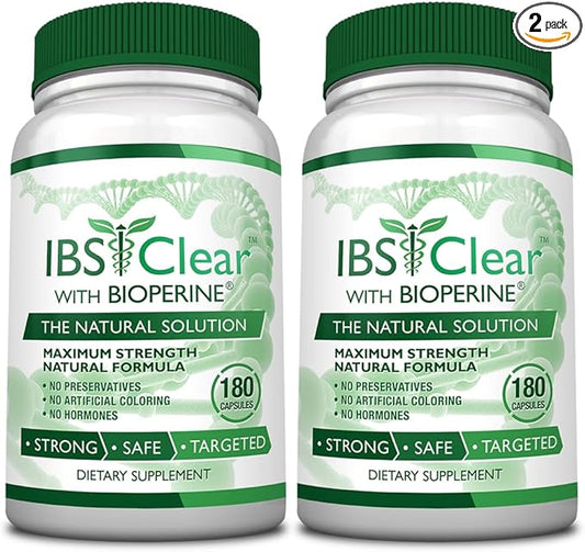 IBS Clear™ - 100% Natural IBS Relief with Vitamin D, Psyllium Husk,, Fennel - 360 Capsules - 2 Bottle