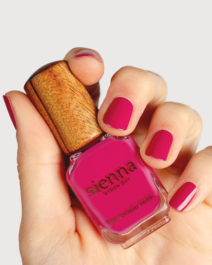 Sienna Byron Bay Goddess, Raspberry Pink Natural Nail Polish, Long-Lasting, Vegan & Cruelty- 10ml – .34 fl oz.