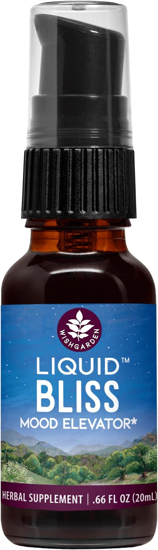 WishGarden Herbs Liquid Bliss Mood Elevator - Plant-Based Herbal Mood Support Supplement, Natural Mood Booster with Organic Cacao, Cotton Root, Passionflower, Increases Sense of Connection, .66oz