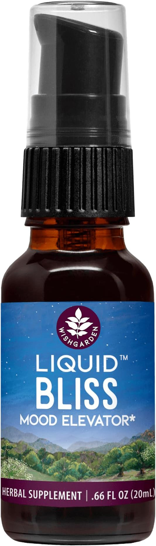 WishGarden Herbs Liquid Bliss Mood Elevator - Plant-Based Herbal Mood Support Supplement, Natural Mood Booster with Organic Cacao, Cotton Root, Passionflower, Increases Sense of Connection, .66oz