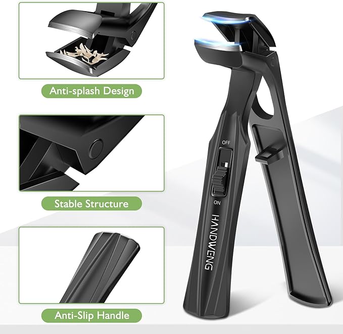 Toenail Clippers for Seniors Thick Toenails, Angled Head Toe Nail Clippers for Thick Nails, Heavy Duty Nail Clippers for Men, Fingernail Clippers Adult with Catcher Long Handle - Black