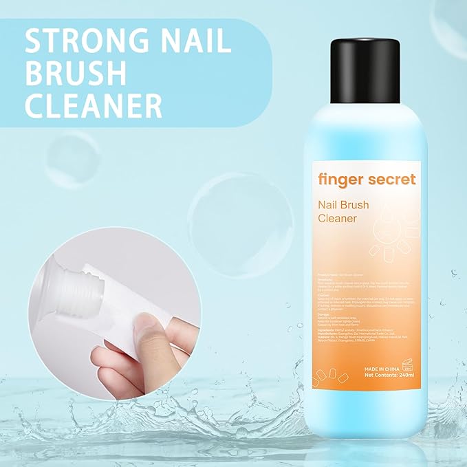 Brush Cleaner 8FL.OZ,Nail Brush Cleaner Liquid Quickly Clean Gel Polish Nail Art Brush Nail Painting Acrylic Nail Brush DIY Salon At Home 240ml