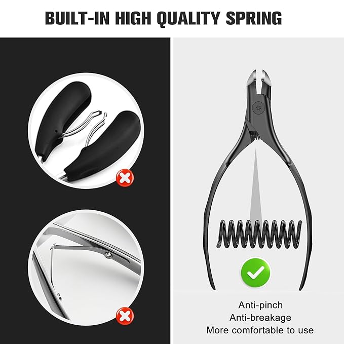 FERYES Podiatrist Toenail Clippers for Thick & Ingrown Nails - Professional Sharp Curved Blade & All Stainless Steel Non-Slip Handle, Heavy-Duty Nail Clippers for Men, Women, Seniors - Ideal Gift