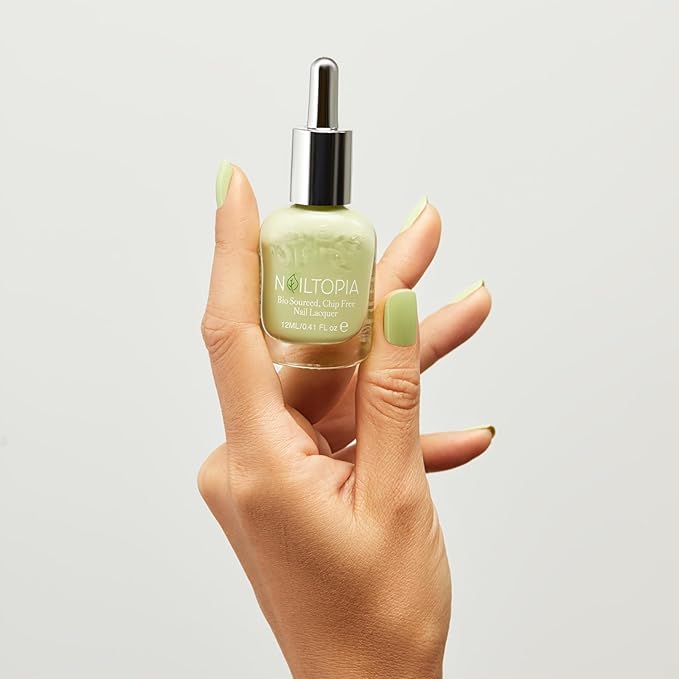 Nailtopia - Plant-Based Chip Free Nail Lacquer - Non Toxic, Bio-Sourced, Long-Lasting, Strengthening Polish - Juice Cleanse (Pastel Green) - 0.41oz