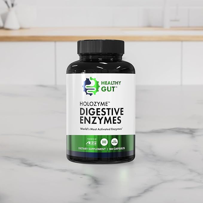 HoloZyme Max Strength Digestive Enzymes | Inulinase, Amyloglucosidase & Invertase for FODMAP Support | Protease, Amylase & Lactase for Bloating, Gas & Indigestion Relief | 90 Servings