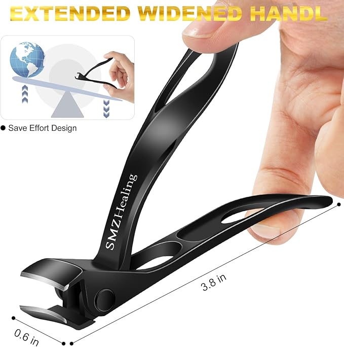 Stocking Stuffers for Men 2025, 15° Curved Head Large Toe Nail Clippers for Seniors Thick Nails, Wide Jaw Opening Heavy Duty Fingernail Clipper with Long Handle