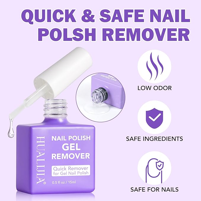 Gel Nail Polish Remover, Professional Gel Polish Remover with Nail File & Nail Polish Scraper, Don't Hurt Your Nails, Easily & Quickly Remove Nail Polish in 3-5 Minutes (15ML)